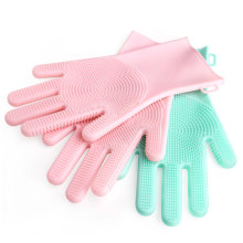 Kitchen Upgraded Heat Resistant Silicone Rubber Latex Hand Dishes Washing Gloves Sponge